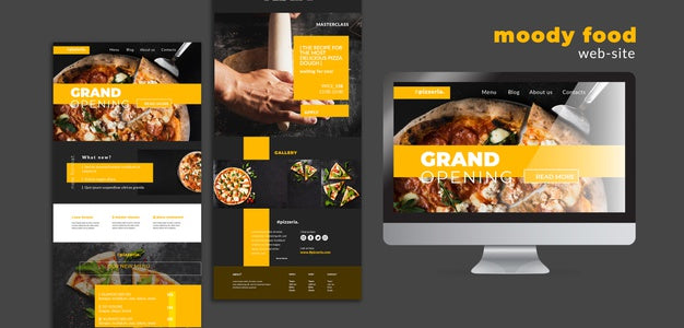 Free Moody Restaurant Food Web-Site Mock-Up Psd