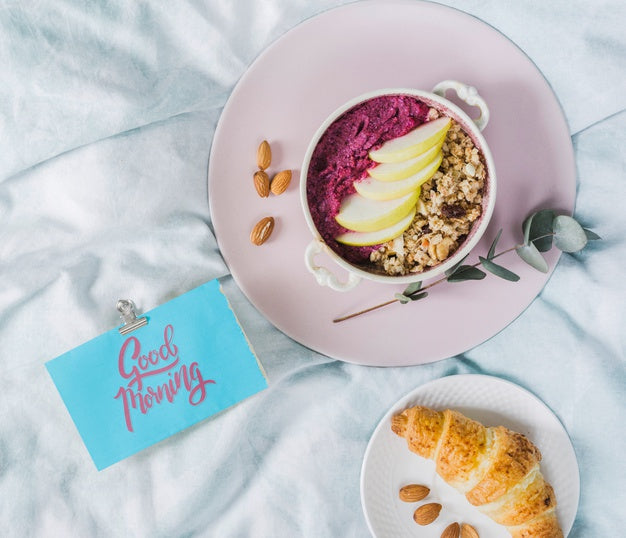 Free Morning Granola Parfait Purple Bowl Psd