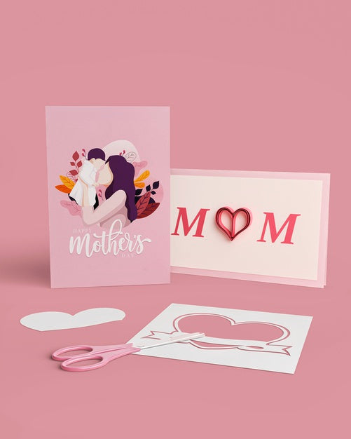 Free Mother'S Day Card And Envelope With Mock-Up Psd