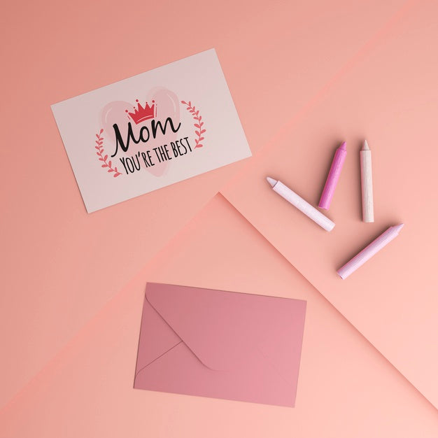 Free Mother'S Day Celebration Card And Envelope With Mock-Up Psd