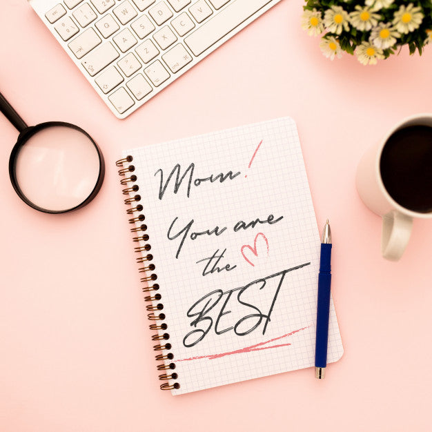 Free Mother'S Day Mockup Notebook With Flowers Psd