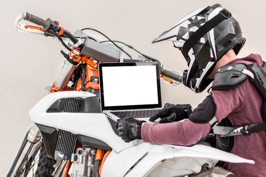 Free Motorcyclist Holding Laptop Psd