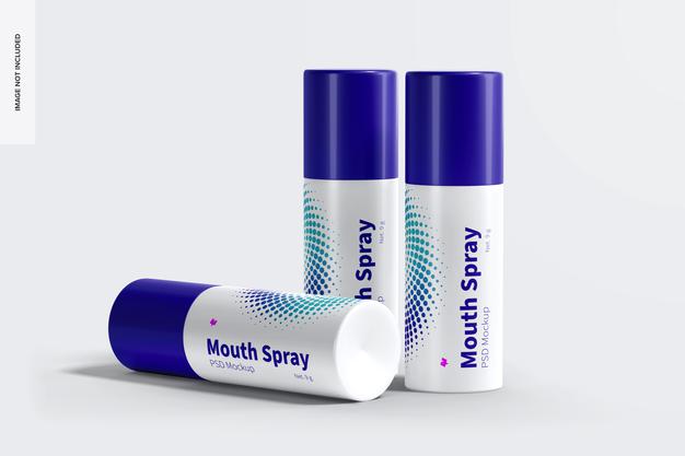 Free Mouth Sprays Set Mockup Psd