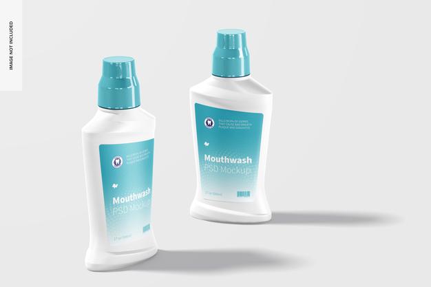 Free Mouthwash Bottles Mockup Psd