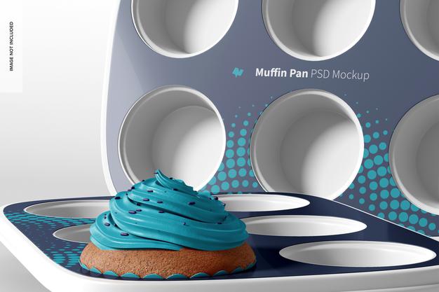 Free Muffin Pans Mockup, Close Up Psd