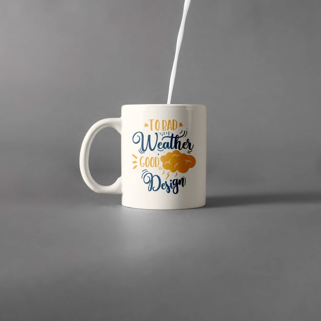 Free Mug Mockup With Milk Psd