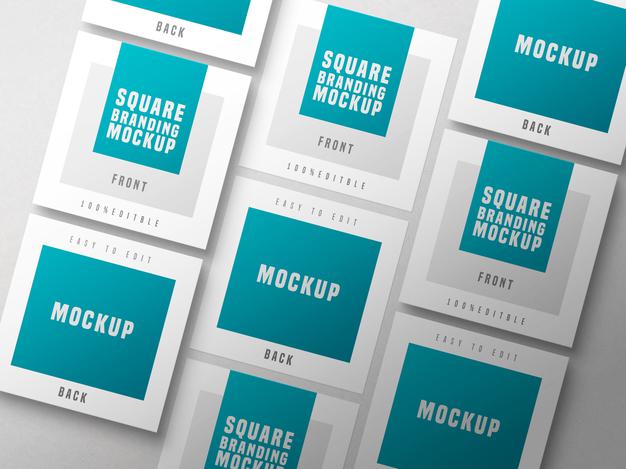 Free Multiple Square Business Card Mockup Psd