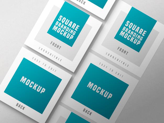 Free Multiple Square Business Card Mockup Psd