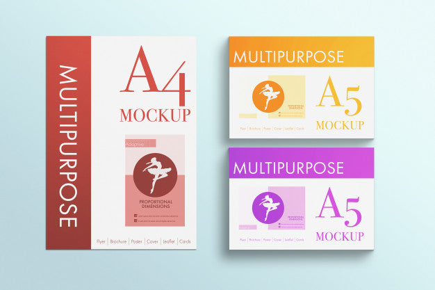 Free Multipurpose A4 Papers Mockup Psd