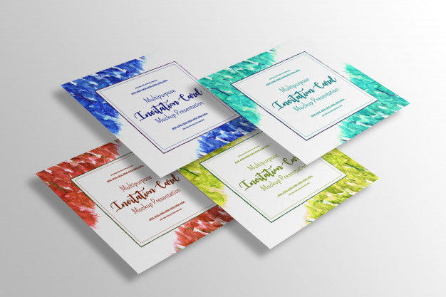 Free Multipurpose Square Invitation Card Mock-Up Presentation Psd