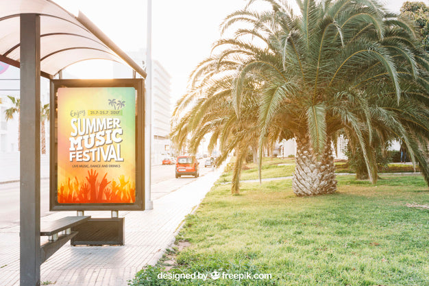 Free Mupi Mockup At Bus Stop Psd