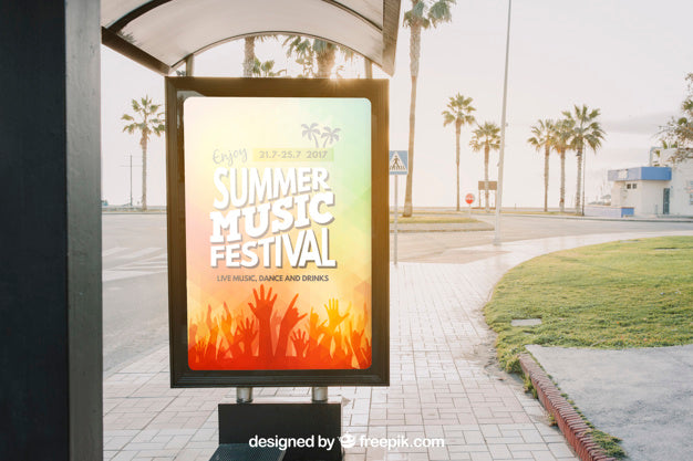 Free Mupi Mockup At Bus Stop Psd