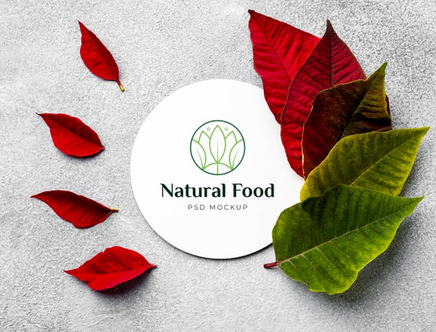 Free Natural Food Mock-Up With Leaves Psd