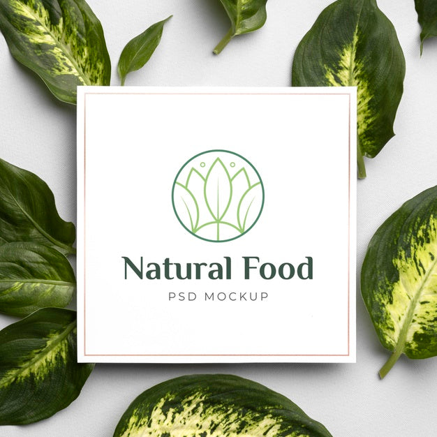 Free Natural Food Mock-Up With Leaves Psd