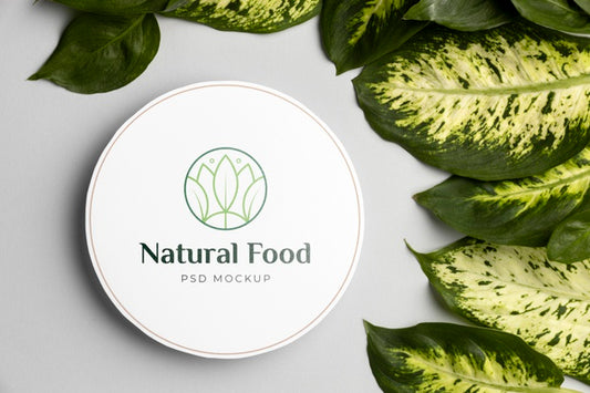 Free Natural Food Mock-Up With Leaves Psd