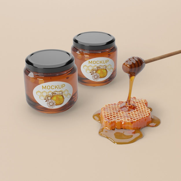 Free Natural Honey Product In Jars Psd