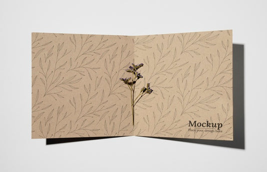 Free Natural Material Card Mock-Up Arrangement Psd