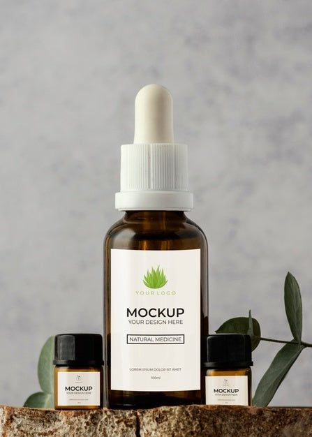 Free Natural Medicine Packaging Design Mockup Psd