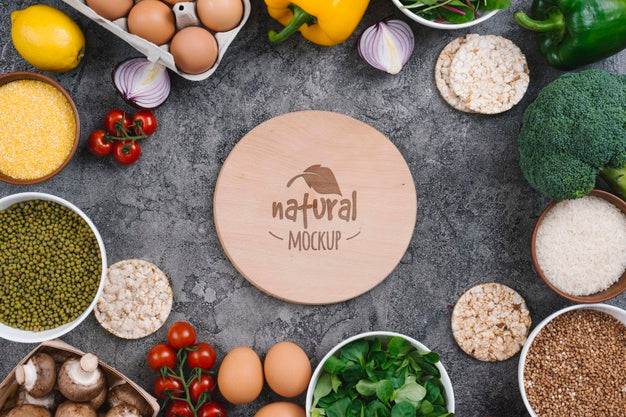 Free Natural Veggies Vegan Food Mock-Up Psd