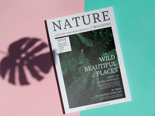 Free Nature Magazine Mock Up On Simple Background Psd