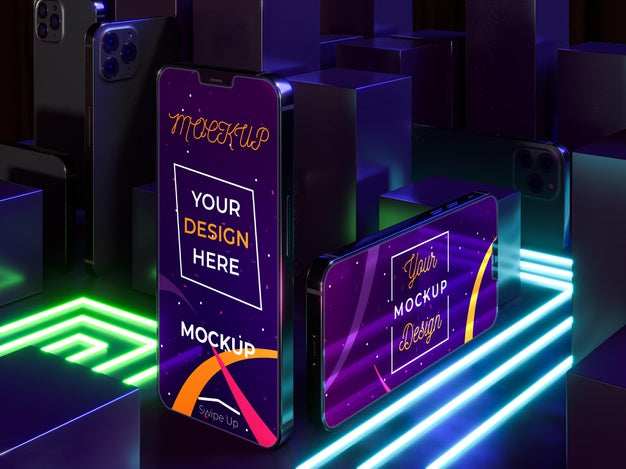 Free Neon Device Concept Mock-Up Psd