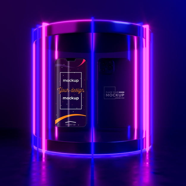 Free Neon Device Concept Mock-Up Psd