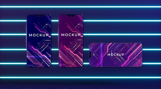 Free Neon Device Concept Mock-Up Psd