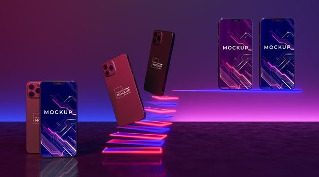 Free Neon Device Concept Mock-Up Psd