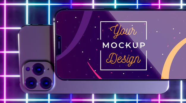 Free Neon Device Concept Mock-Up Psd