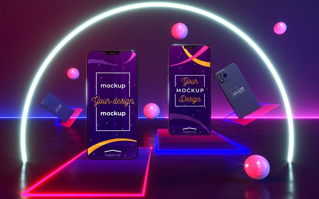 Free Neon Device Concept Mock-Up Psd