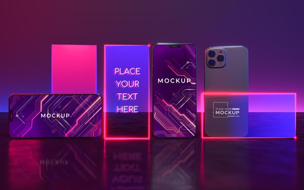 Free Neon Device Concept Mock-Up Psd