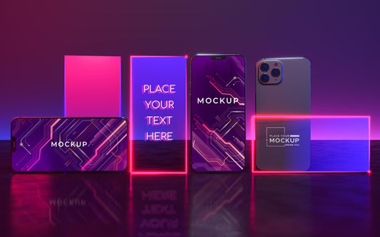 Free Neon Device Concept Mock-Up Psd