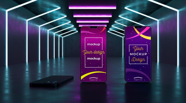 Free Neon Device Concept Mock-Up Psd