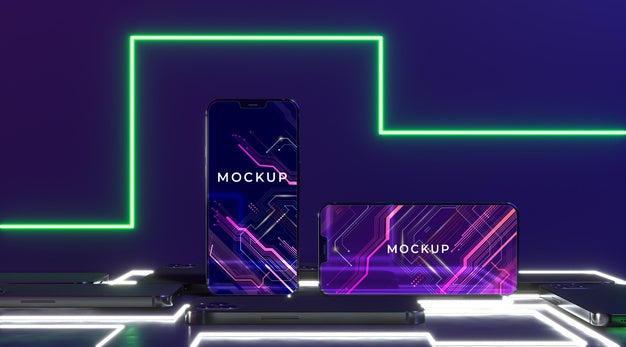 Free Neon Device Concept Mock-Up Psd