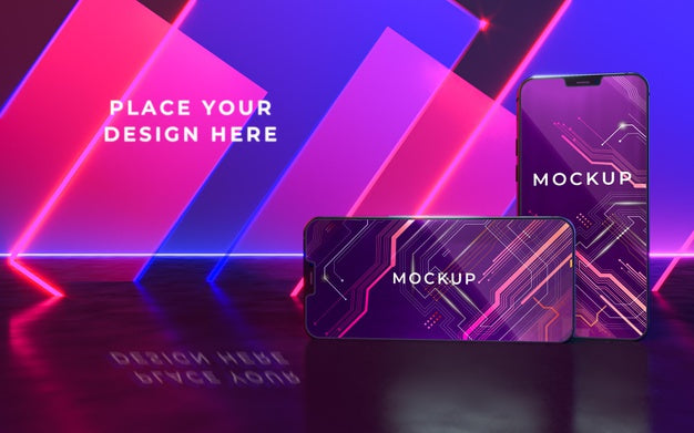 Free Neon Device Concept Mock-Up Psd