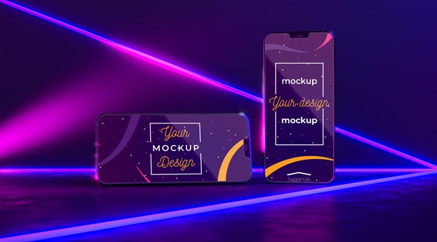 Free Neon Device Concept Mock-Up Psd