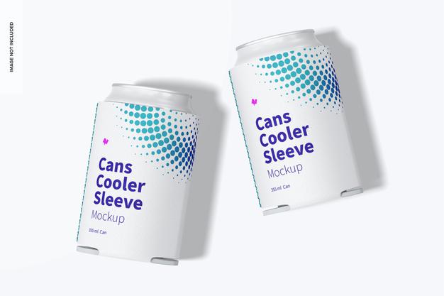 Free Neoprene 355 Ml Can Cooler Sleeve Mockup, Top View Psd