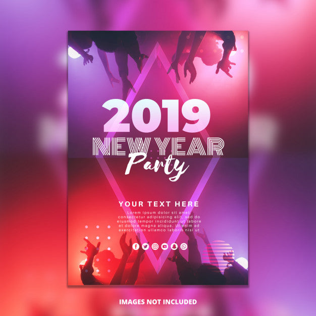 Free New Year Christmas Party Poster Mockup Psd