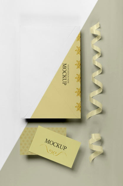 Free New Year Invitation Mock-Up With Ribbon Psd