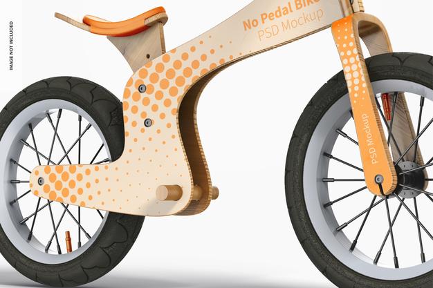 Free No Pedal Bike Mockup, Close-Up Psd