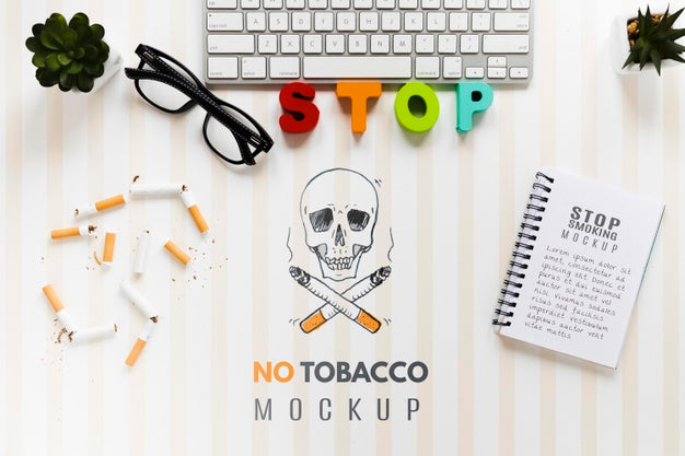 Free No Smoking Mock-Up With Keyboard Psd