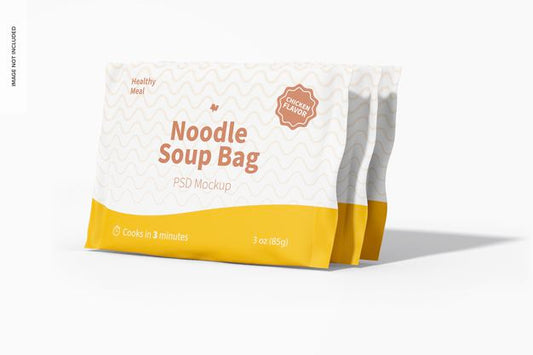 Free Noodle Soup Bags Mockup, Left View Psd