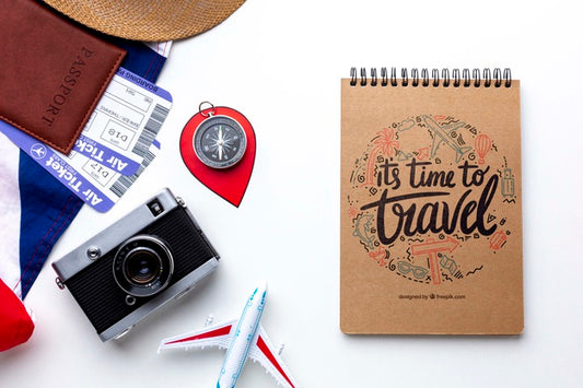 Free Notebook And Camera To Memorise Moments From Trip Psd