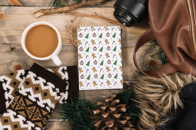 Free Notebook Cover Mockup With Christmas Concept Psd