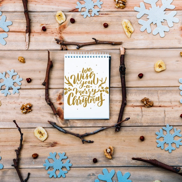 Free Notebook Cover Mockup With Christmas Concept Psd