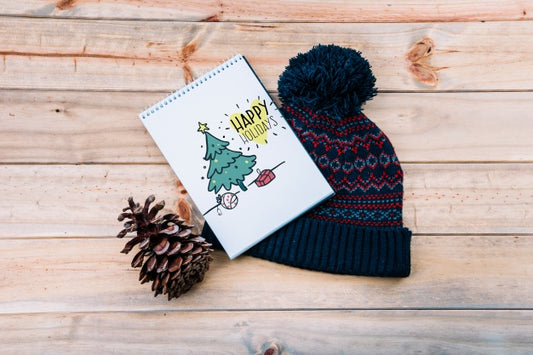 Free Notebook Cover Mockup With Christmas Concept Psd