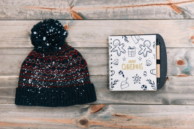 Free Notebook Cover Mockup With Christmas Concept Psd