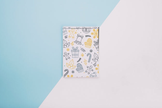 Free Notebook Cover Mockup With Christmas Concept Psd