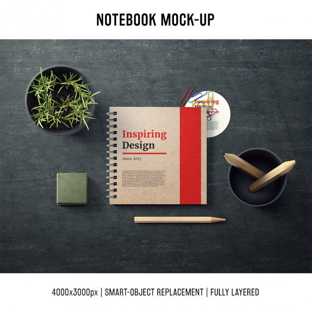 Free Notebook Mock Up Template Psd