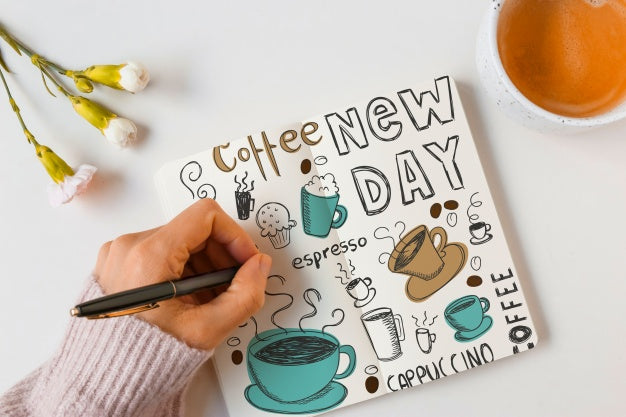 Free Notebook Mockup With Coffee Concept Psd